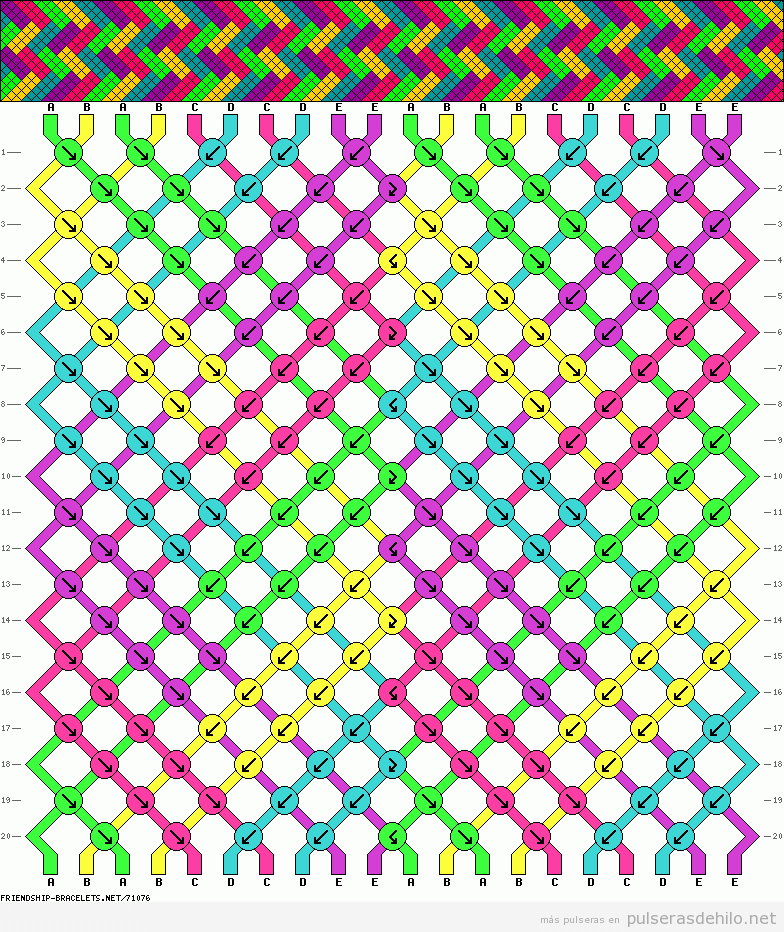 Patrón con zigzag multicolor para brazaletes de la amistad