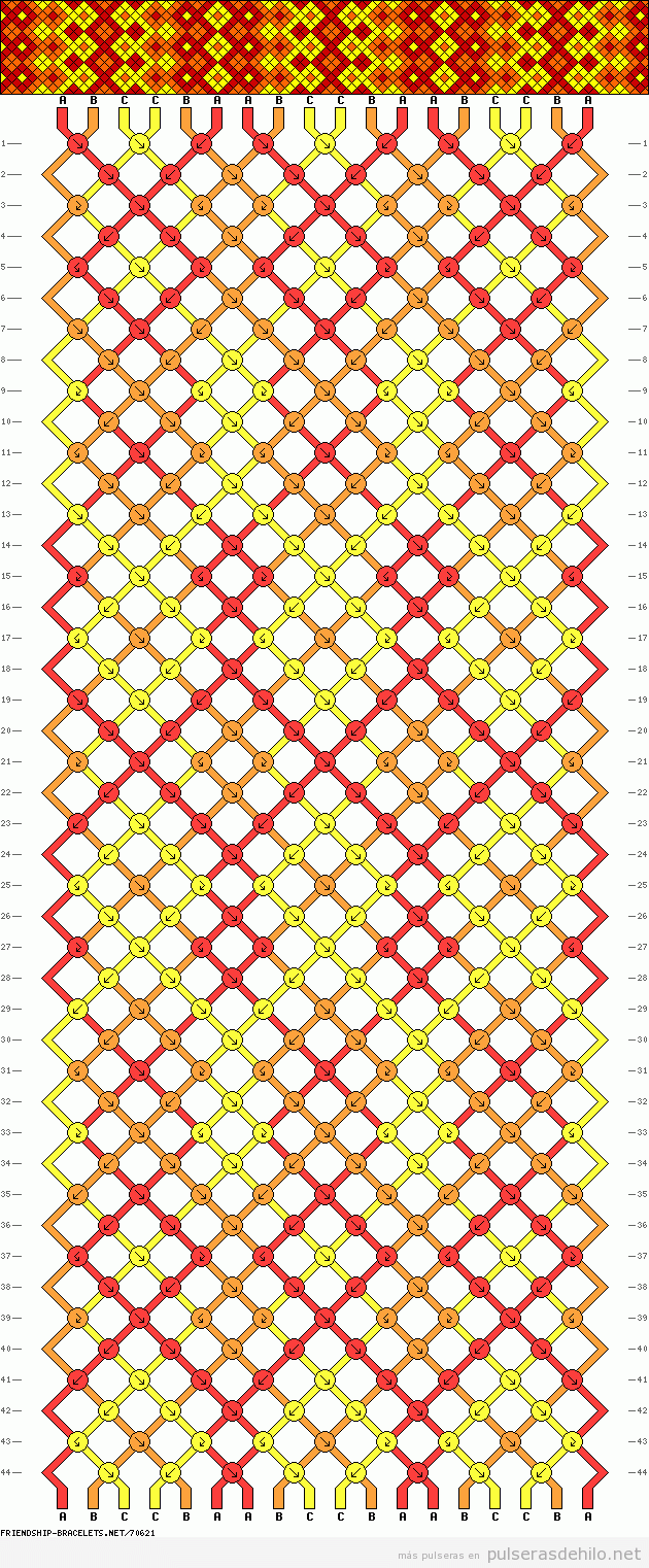 Patrón diagrama de rombos o diamantes, pulsera de macrame
