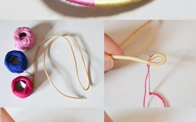 Pulsera hecha con un trozo de cuerda e hilos, muy fácil!