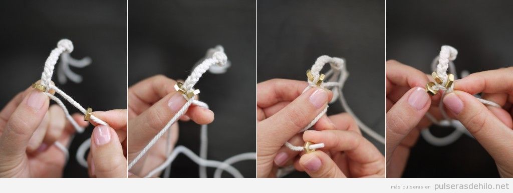 Surichinmoi Chip Hermano Pulsera hecha con cuerdas y tuercas, tutorial paso a paso - Pulseras de Hilo