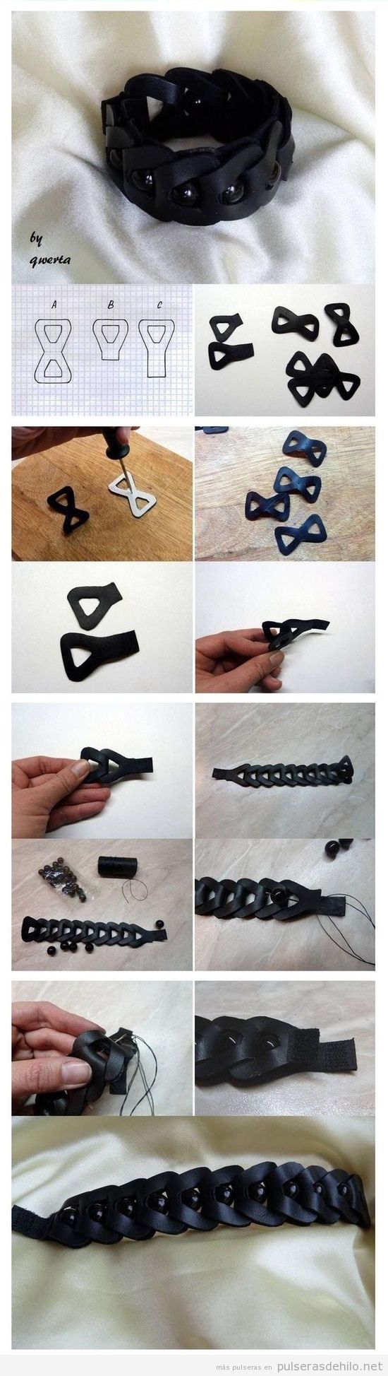 Tutorial para aprender a hacer una pulsera con trocitos de plástico