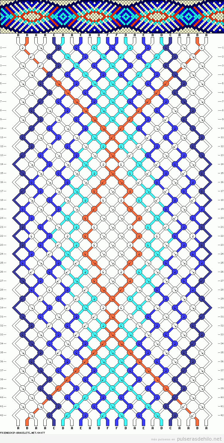 Un patrón para hacer una bonita pulsera de hilos con ondas