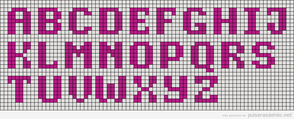 Plantillas alpha alfabeto para hacer pulsera de hilo con nombres 